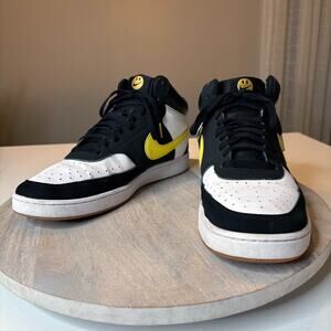 Nike Court Vision Mid Men's Black Yellow "Go the Extra Smile" Sneakers Size 11